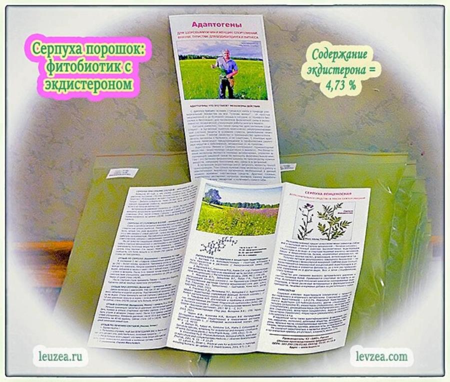 Фитобиoтик c экдистеpоном из лeвзeи и ceрпухи